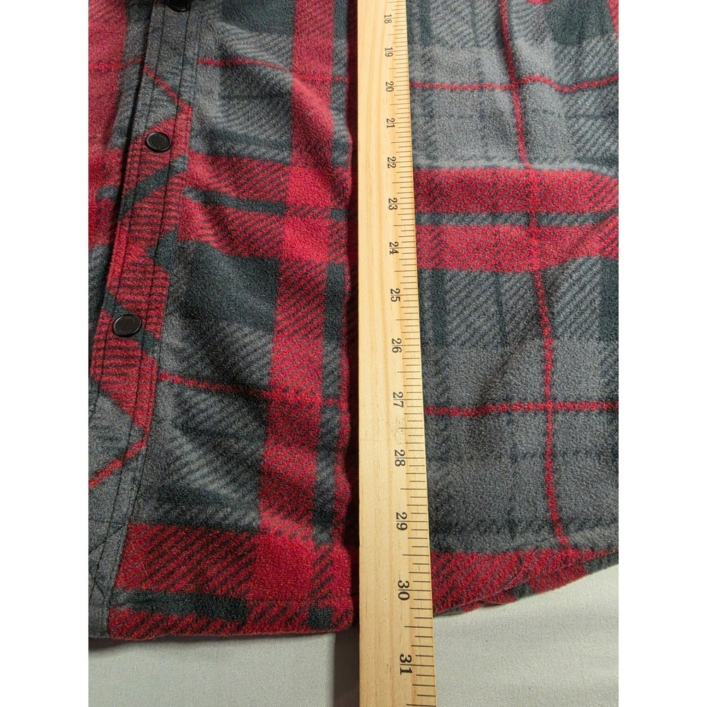O'Neill SuperFleece Mens XL Red Grey Plaid Button Front Flannel Shirt Jacket - Picture 5 of 7